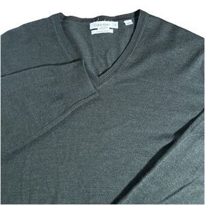 Calvin Klein Extra Fine Merino Wool Green V-Neck Pullover Sweater Men’s XL